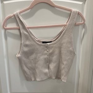 KENDALL + KYLIE Women's Cream Crop-top Small